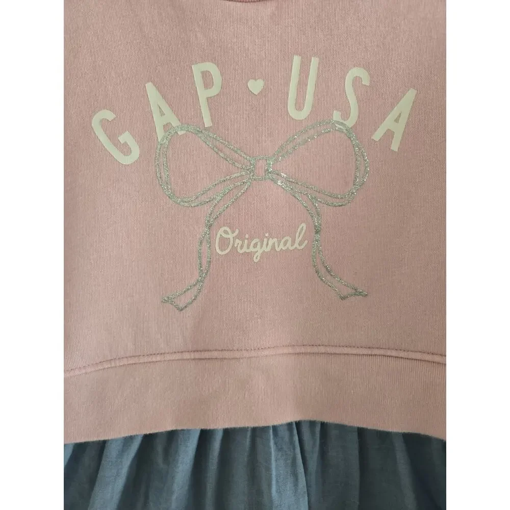 Baby Gap Girl Size 2T Dress Fleece Top Cotton Skirt Spring Summer USA Bow Print